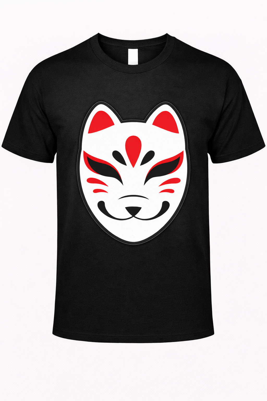 Red & White Kitsune Mask Graphic Tee